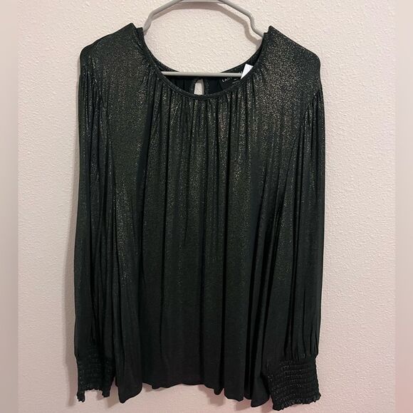 LANE BRYANT - Sparkle Long-Sleeve Smocked-Cuff Top - Picture 4 of 6